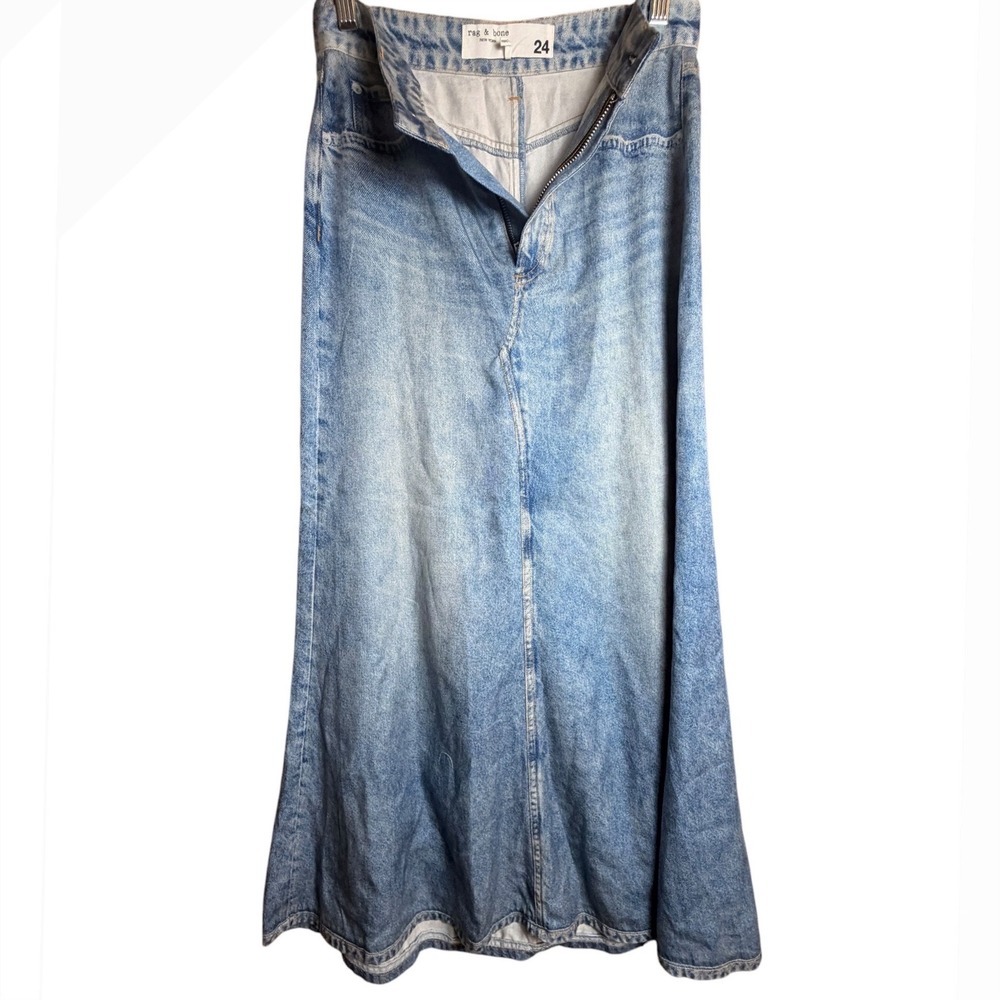 Rag & Bone Miramar Tulip Maxi Skirt Size 24 Faux Denim Tencel - Picture 14 of 16